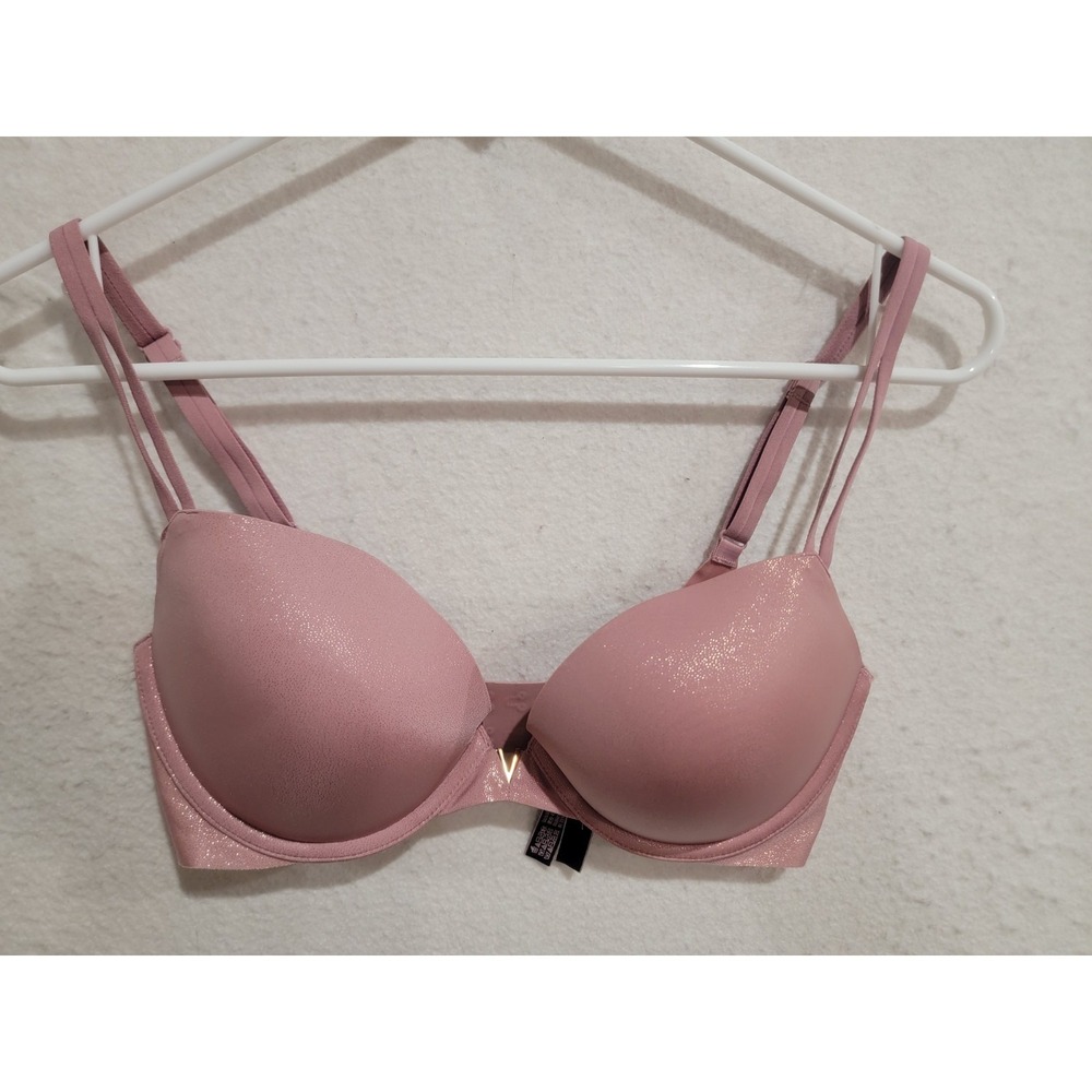 Victoria's Secret Very Sexy Shimmer V-Hardware Push-Up Bra Pink 32DD